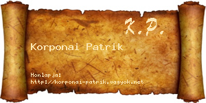 Korponai Patrik névjegykártya